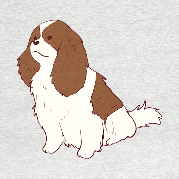 King charles spaniel dog sitting by Mayarart